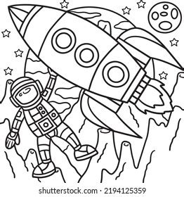 Astronaut Space Rocket Ship Coloring Page Stock Vector (Royalty Free ...