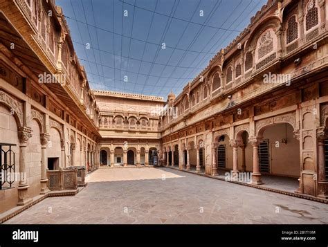 Inner Courtyard Inside Junagarh Fort Bikaner Rajasthan India Stock