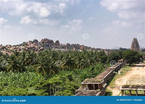 Virupaksha East Gopuram Seen From Nandi Monolith Temple Hampi