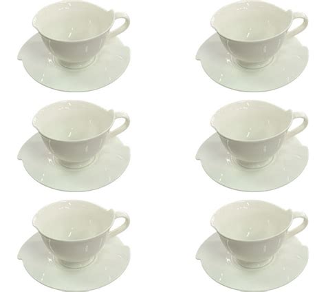 Crockery Centre Pack Of 12 Porcelain White Cup And Saucer Set Makro