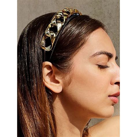 Pipa Bella By Nykaa Fashion Statement Black Chunky Gold Link Headband