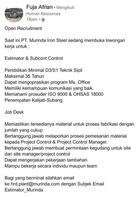 LOKER LOWONGAN KERJA On Twitter Lowongan Kerja Lokerupdate