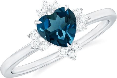 Amazon Rosec Jewels Certified Heart Shape London Blue Topaz And