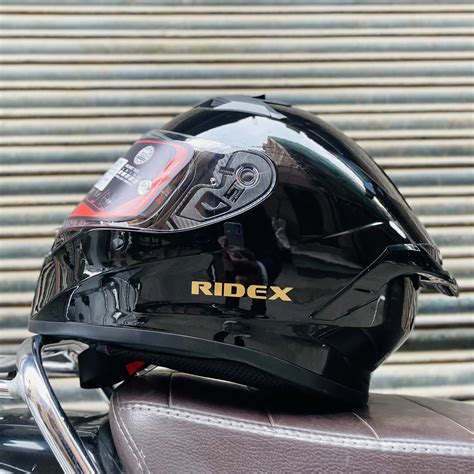 Ridex Premium Polaris Midnight Glossy Black Full Face Helmet - Sarkkart