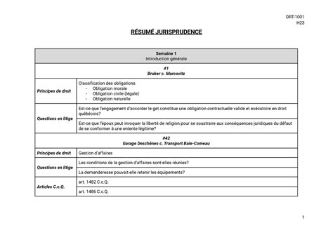 Drt R Sum Jurisprudence H R Sum Jurisprudence Semaine