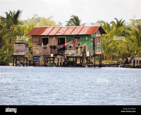 Amerindian native home over the water in Bocas Del Toro Stock Photo - Alamy