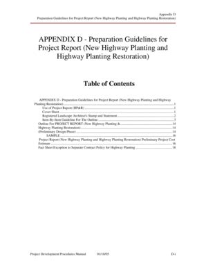 Fillable Online Dot Ca APPENDIX D Preparation Guidelines For Project