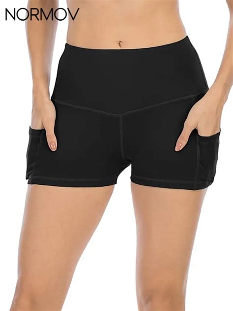 Normov Women High Waist Black Shorts Gym Women Workout Push Up Sports