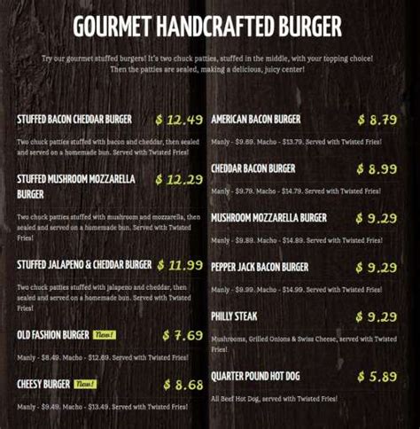 Wallbangers Burger Bar Menu In Mcallen Texas Usa