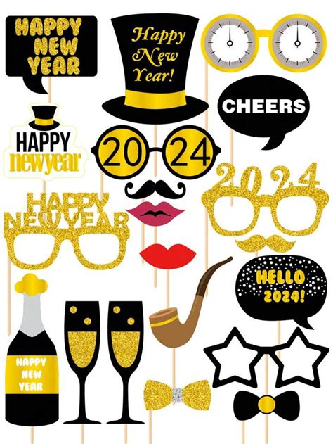 New Years Photo Booth Props 2024 Pack Of 20 New Years Eve Photo