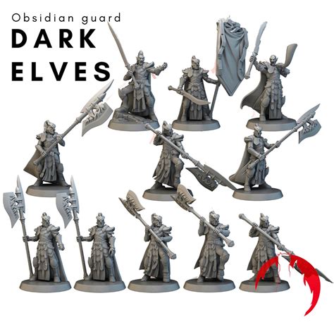 Dark Elves Miniatures 28 Mm 11 Highly Detailed Obsidian - Etsy