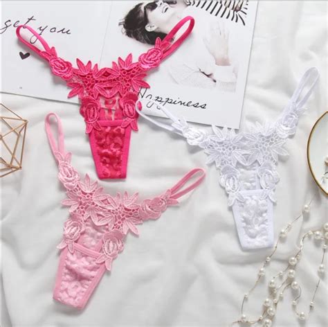 Lace Transparent Women G String Multi Color Panties Open Crotch Sexy Lingerie Embroidery Tanga