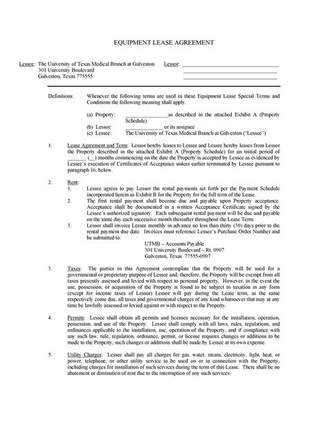 44 Simple Equipment Lease Agreement Templates Templatelab