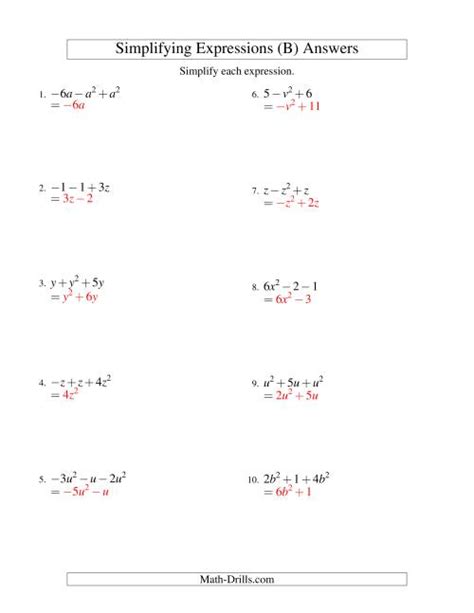 Simplifying Algebraic Expressions With One Variable And Three Terms Addition And Subtraction B