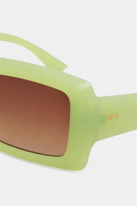 Plus Size Lime Green Rectangle Sunglasses Yours Clothing