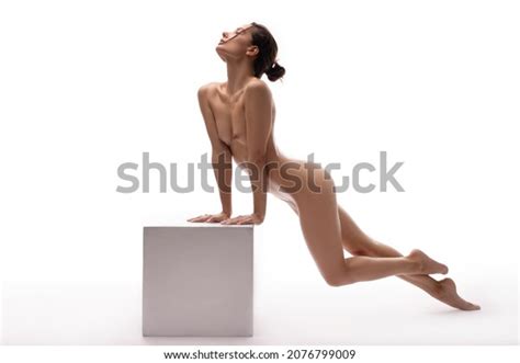 Naked Woman Leaning On Cube Studio Stock Photo Shutterstock