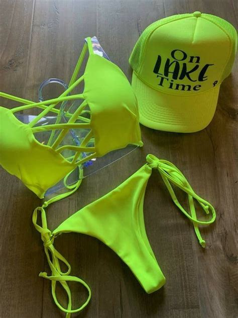 Neon Yellow Bikini Etsy