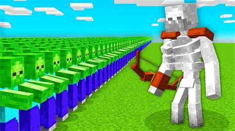 1000 Zombies Vs Esqueleto Mutante Minecraft Batallas De Mobs Youtube