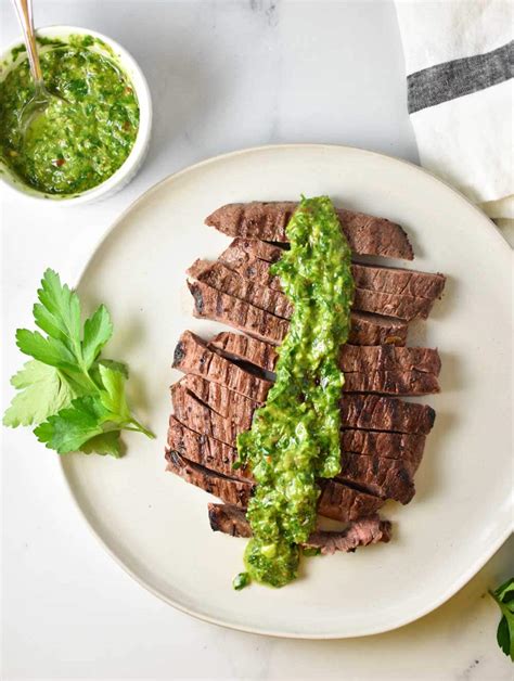 Grilled Flank Steak With Chimichurri Sauce The Dizzy Cook