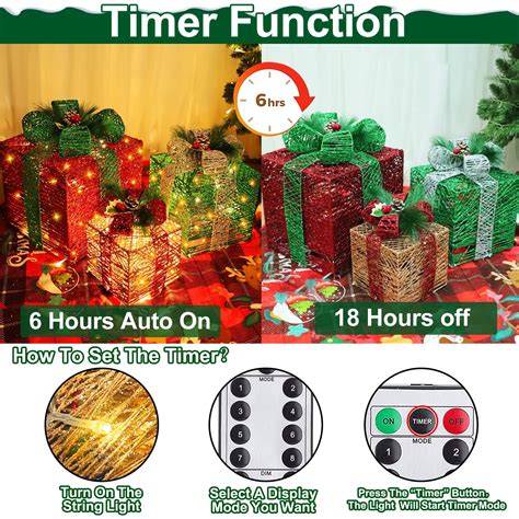 [ Super Large 12 10 8 ] 3 Pack 60led Christmas Lighted T Boxes