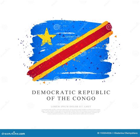 Flag Of The Democratic Republic Of The Congo Brush Strokes Stock