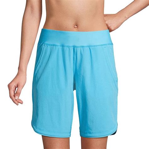 Womens Lands End 9 Quick Dry Elastic Waist Board Short Swim Cover Up