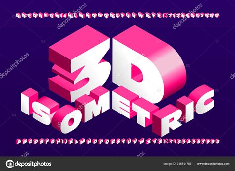 Isometric Alphabet Font Effect Wide Letters Numbers Stock Vector