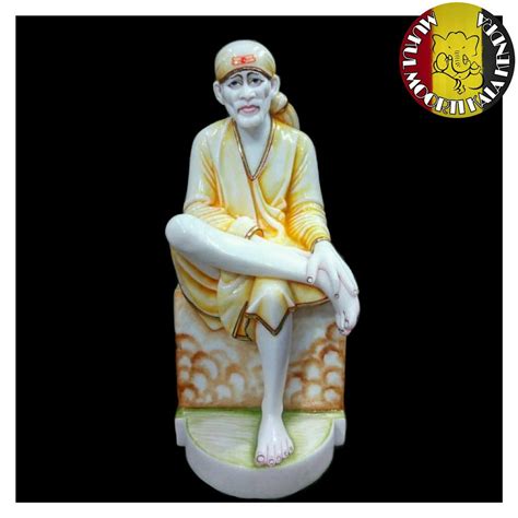 Painted White Marble Shirdi Sai Baba Statue For Worship Size Inch