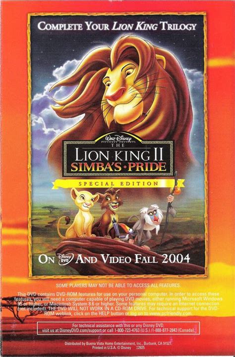 The Lion King 1 1/2 (2004) DVD Player box cover art - MobyGames