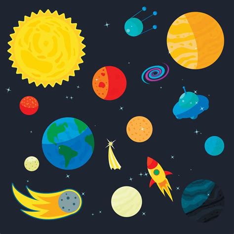 Conjunto De Iconos De Espacio Estilo De Dibujos Animados 4222239 Vector En Vecteezy