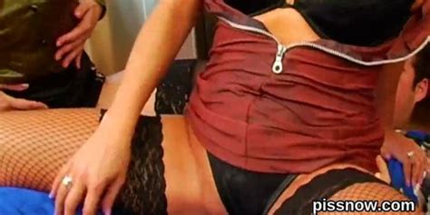 Astounded Centerfold In Lingerie Is Geeting Pissed On And Banged Tnaflix