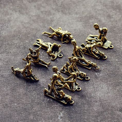 6pcs Vintage Pure Brass Sexy Decorative 6 Posture Ornament Craft Figurines For Home Bar Party