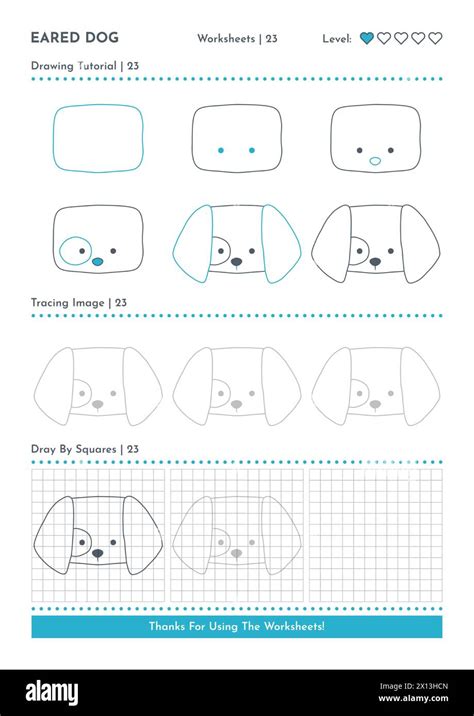 How To Draw Doodle Eared Dog Cartoon Character Step By Step Drawing