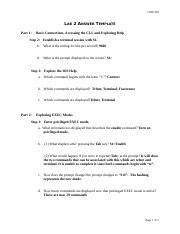 Csis330 Lab2 CSIS 330 LAB 2 ANSWER TEMPLATE Part 1 Basic Connections