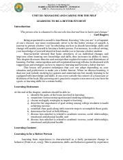 Module Learning To Be A Better Student Pdf Republic Of The