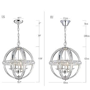 Bestier Polished Nickel Modern Pendant Chandelier Crystal Lighting