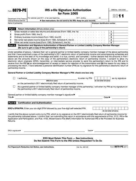 IRS 8879 PE 2011 Fill Out Tax Template Online US Legal Forms