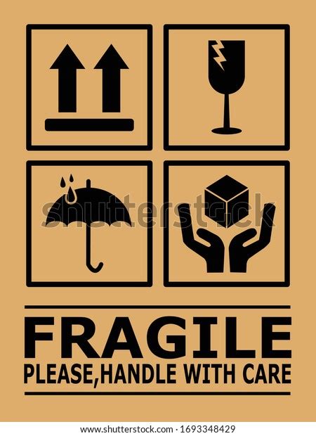 Fragile Package Label Stickers Set Fragile Stock Vector (Royalty Free ...