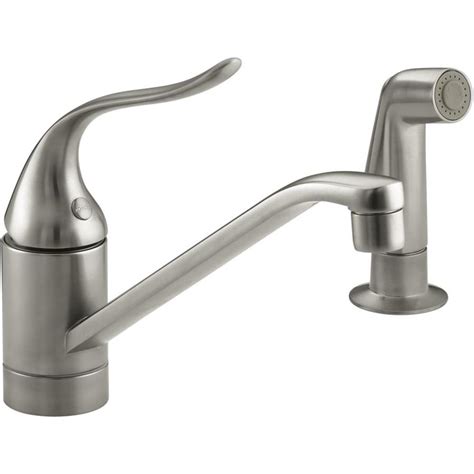 Kohler Coralais Vibrant Brushed Nickel 1 Handle Deck Mount Low Arc Kitchen Faucet At