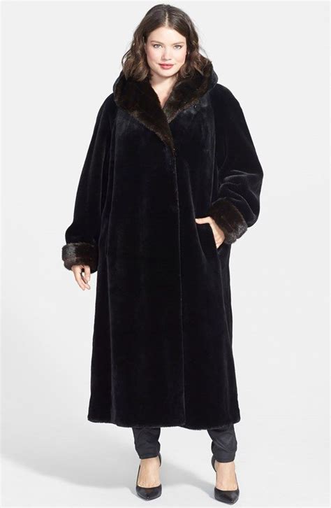 Gallery Shawl Collar Long Faux Fur Coat Plus Size Long Faux Fur