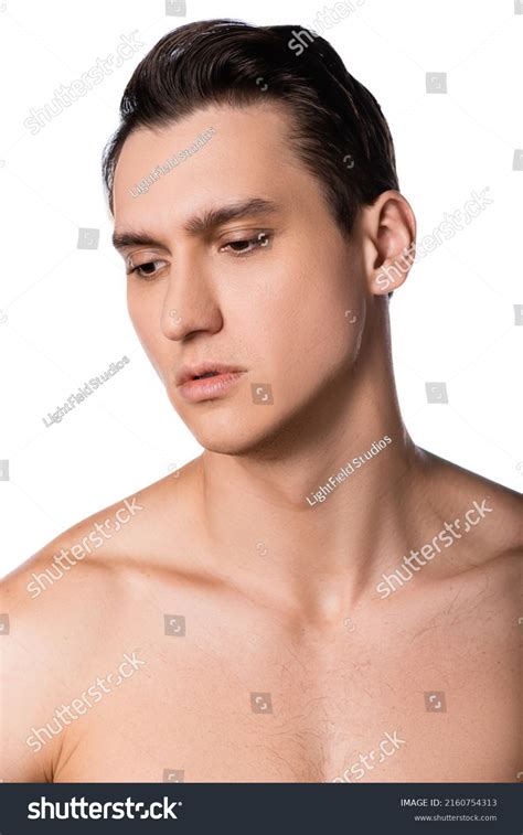 Portrait Shirtless Brunette Man Perfect Skin Stock Photo 2160754313 Shutterstock