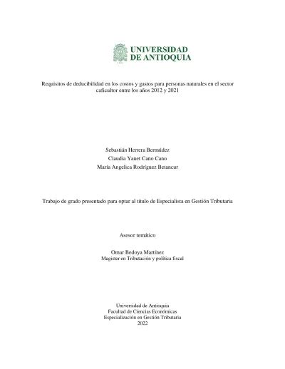 Requisitos De Deducibilidad En Los Costos Y Gastos Para Personas