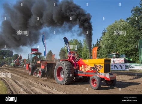 Modified Diesel Tractor Pulling Heavy Sled At Trekkertrek Tractor