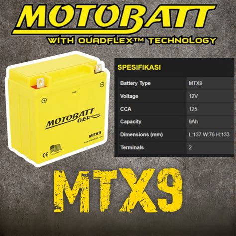 Jual MTX9 MOTOBATT AKI KERING MOTOR BAJAJ PULSAR 180 Kota Surabaya