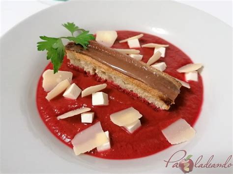 Anchoa Con Salmorejo De Remolacha Y Queso Manchego De Pepe Rodr Guez