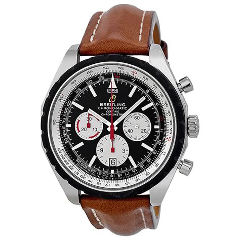 Breitling Chrono Matic Automatic Black Dial Brown Leather Men S