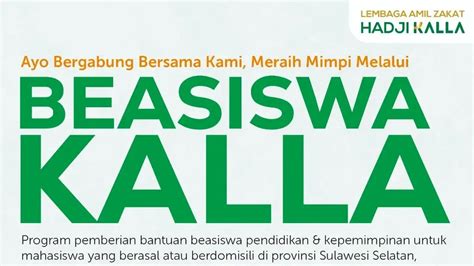 Pendaftaran Beasiswa Kalla Untuk Mahasiswa Sulawesi Mahasiswa Update