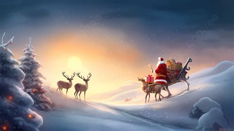 Santa Claus And Reindeer Wallpaper