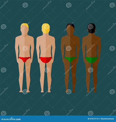 Illustration With Men Body Front And Back View In Flat Style Stock