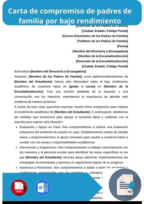 Carta De Compromiso De Padres De Familia Por Bajo Rendimiento